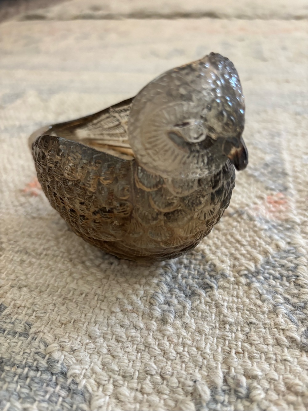 Glass Bird Candle Holder - Amber Brown